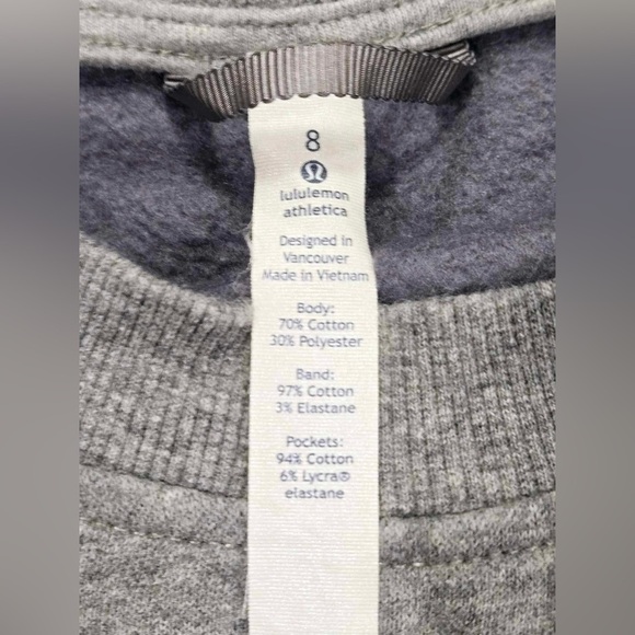 Lululemon Fleece Be True Crew Sweatshirt Gray Size 8 - Picture 6 of 13